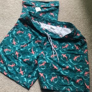 NWT Men’s shark and lacrosse swim trunks